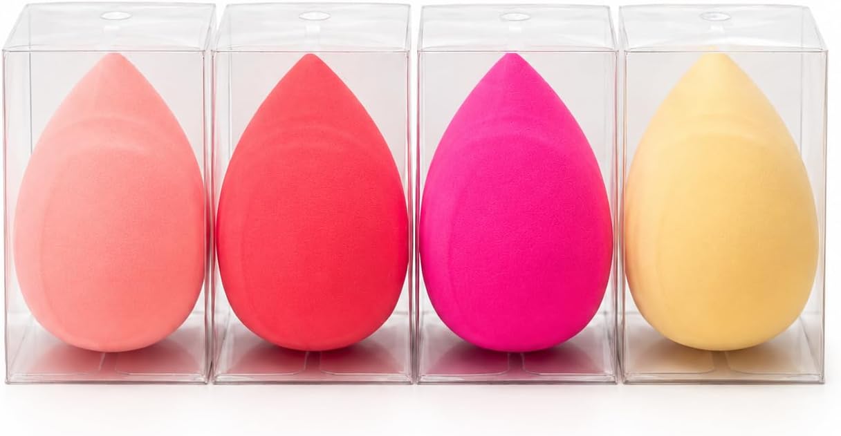 Esponja para Maquiagem Facial Gota Cores Variadas Rosa Creme Pêssego e Pink 4x6cm