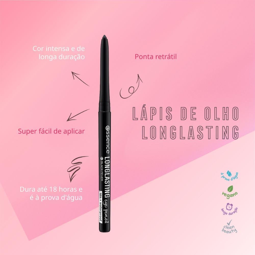 Lápis de olhos Longlasting essence 01 black fever - Imagem 4