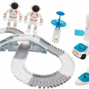 Carrinho Infantil, Pista Espacial Infantil 142 Peças com Carrinho, Astronauta e Foguete, Trilha Maluca Flexível, Brinquedo Educativo para Crianças-QHS