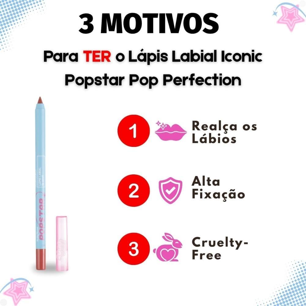 Ruby Rose Lápis Labial Iconic Popstar, Delineador para Lábios, Longa Duração (1 - Pop Perfection) - Imagem 5