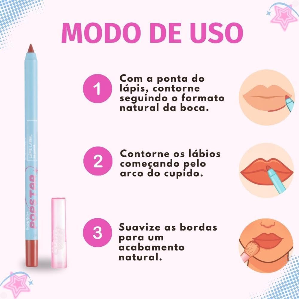 Ruby Rose Lápis Labial Iconic Popstar, Delineador para Lábios, Longa Duração (1 - Pop Perfection) - Imagem 6