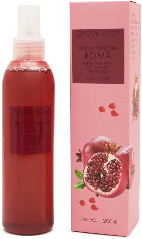 Bruma Fixadora Romã Glow Love Max Love - 200ml - Fixador de Maquiagem com Brilho Natural e Hidratação