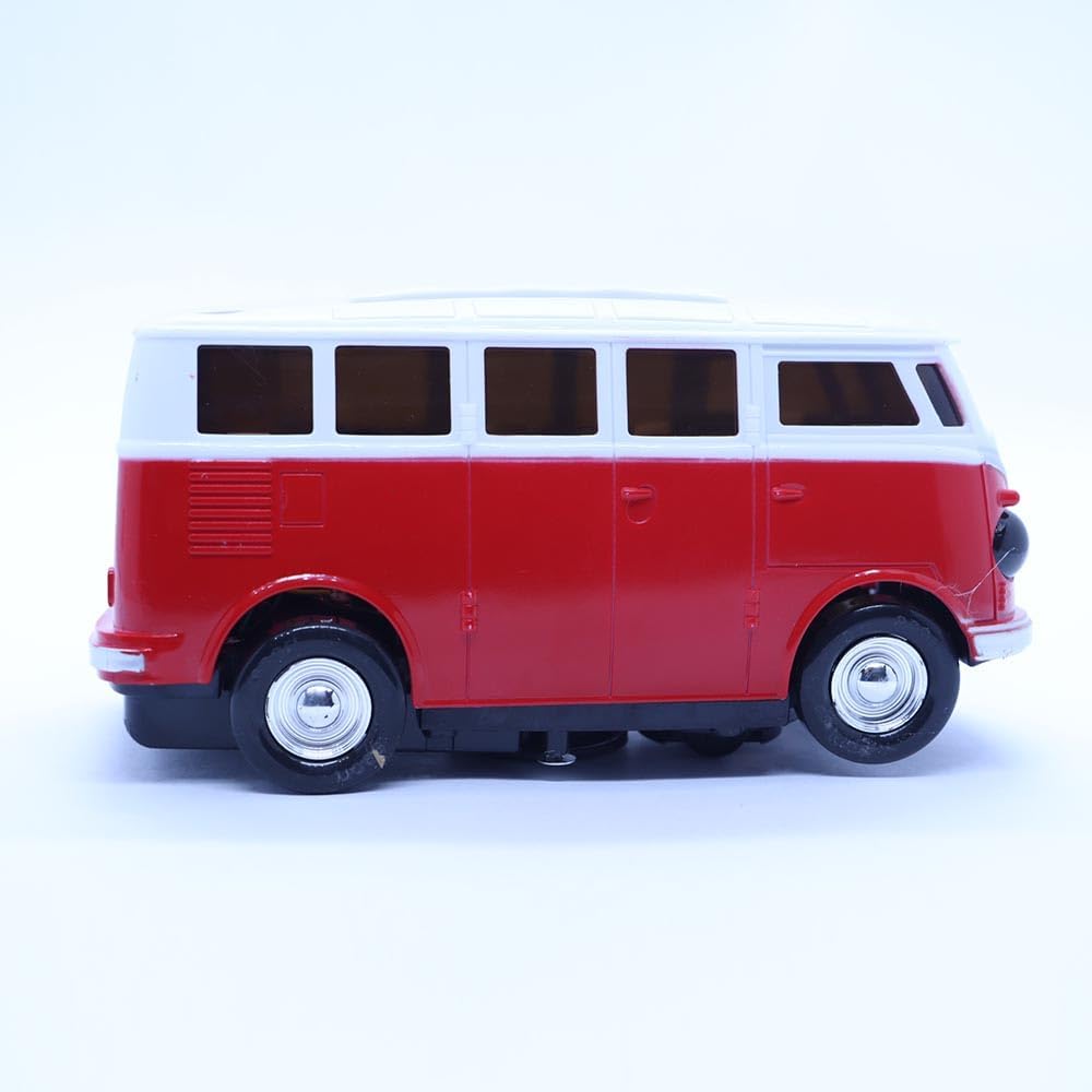 Carrinho de Brinquedo Kombi Com Luz e Som Bate e Volta Gira 360º Vermelho - Imagem 3