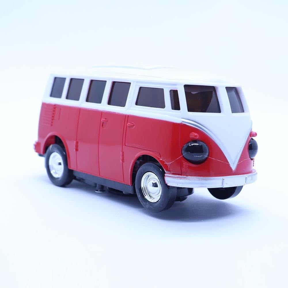 Carrinho de Brinquedo Kombi Com Luz e Som Bate e Volta Gira 360º Vermelho - Imagem 2