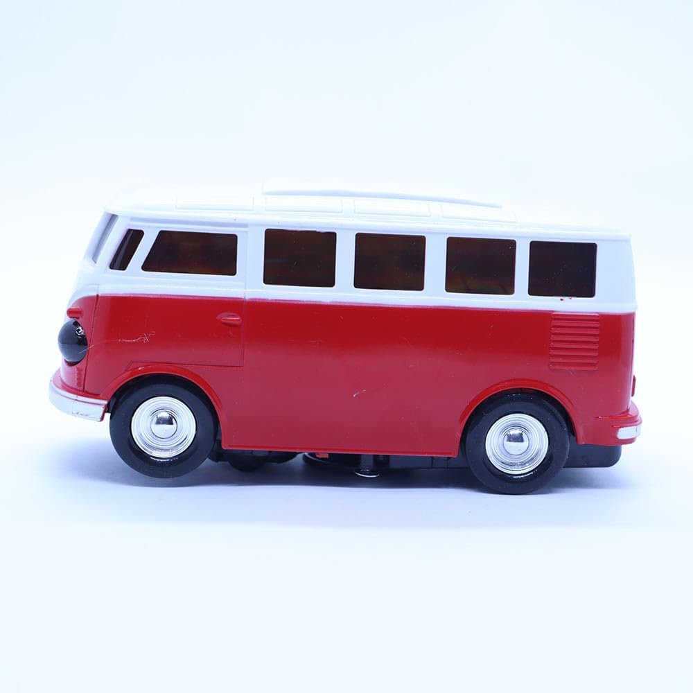 Carrinho de Brinquedo Kombi Com Luz e Som Bate e Volta Gira 360º Vermelho - Imagem 4