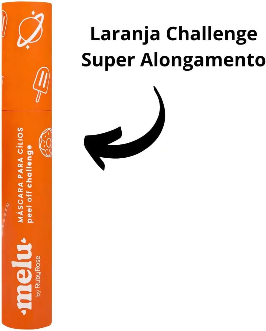 Melu by RubyRose Máscara para Cílios Peel Off Challenge com Escova de Silicone, Super Alongamento, Laranja - Imagem 4