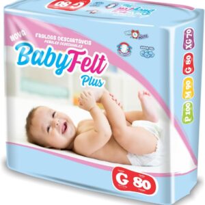 Fralda Descartável Infantil BabyFelt Plus Hiper Diurna com Fita (G: 80 Fraldas)
