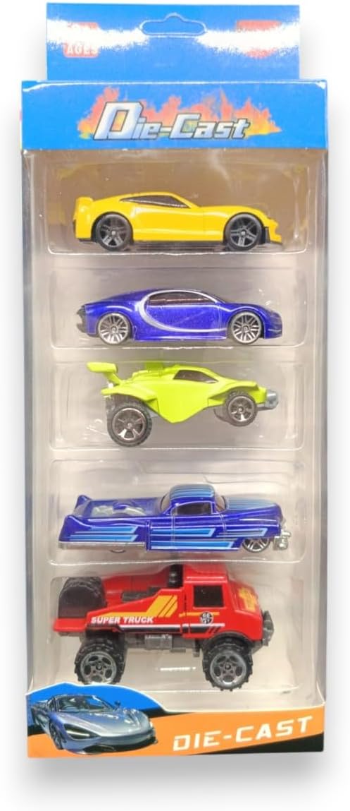 Kit de Carros Miniatura Colecionáveis em Metal Die Cast, 5 Peças, Carrinhos de Brinquedo