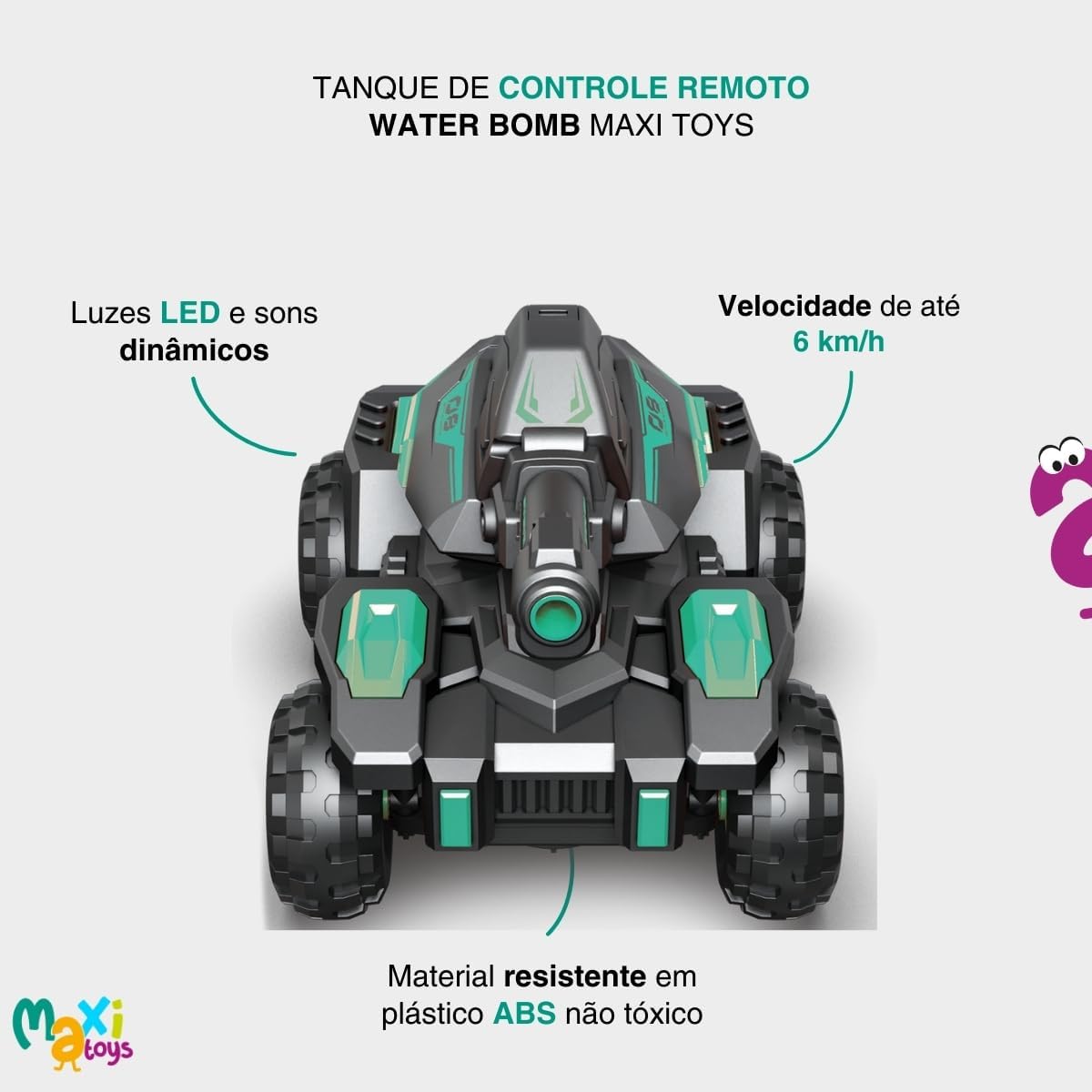 Carrinho Controle Remoto Tanque Water Bomb Maxi Toys (Verde) - Imagem 5