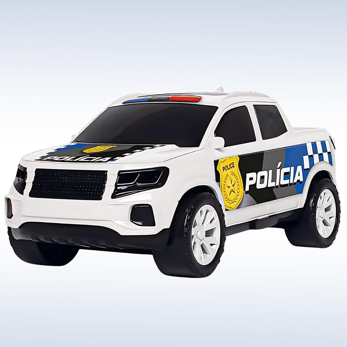 Carrinho Polícia Pick-Up Picape Resgate Brinquedo Infantil 21 cm Roda Livre - Imagem 2