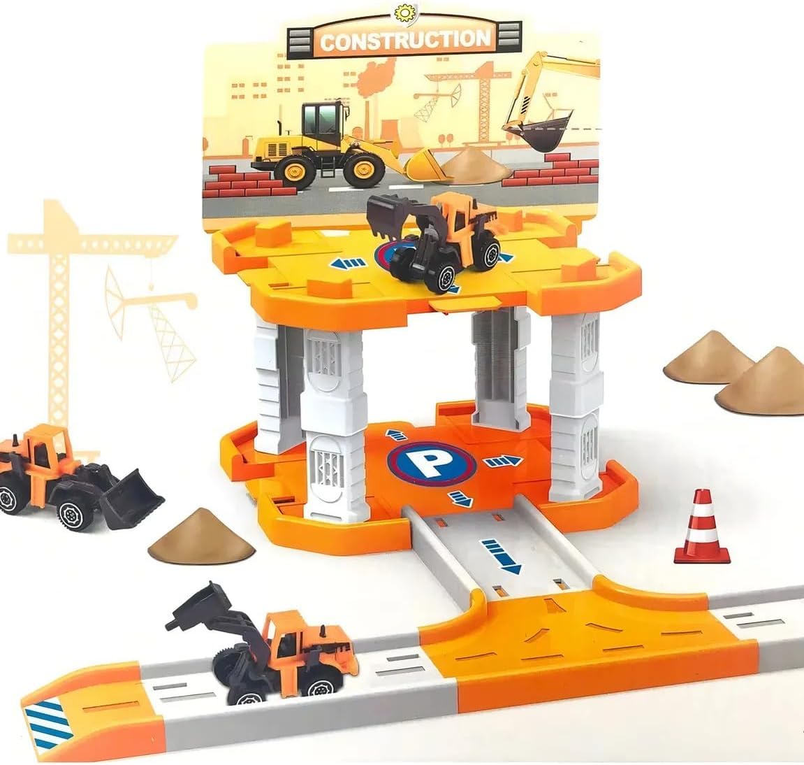 Brinquedo Pista Com Estacionamento construção com carrinho - Imagem 4