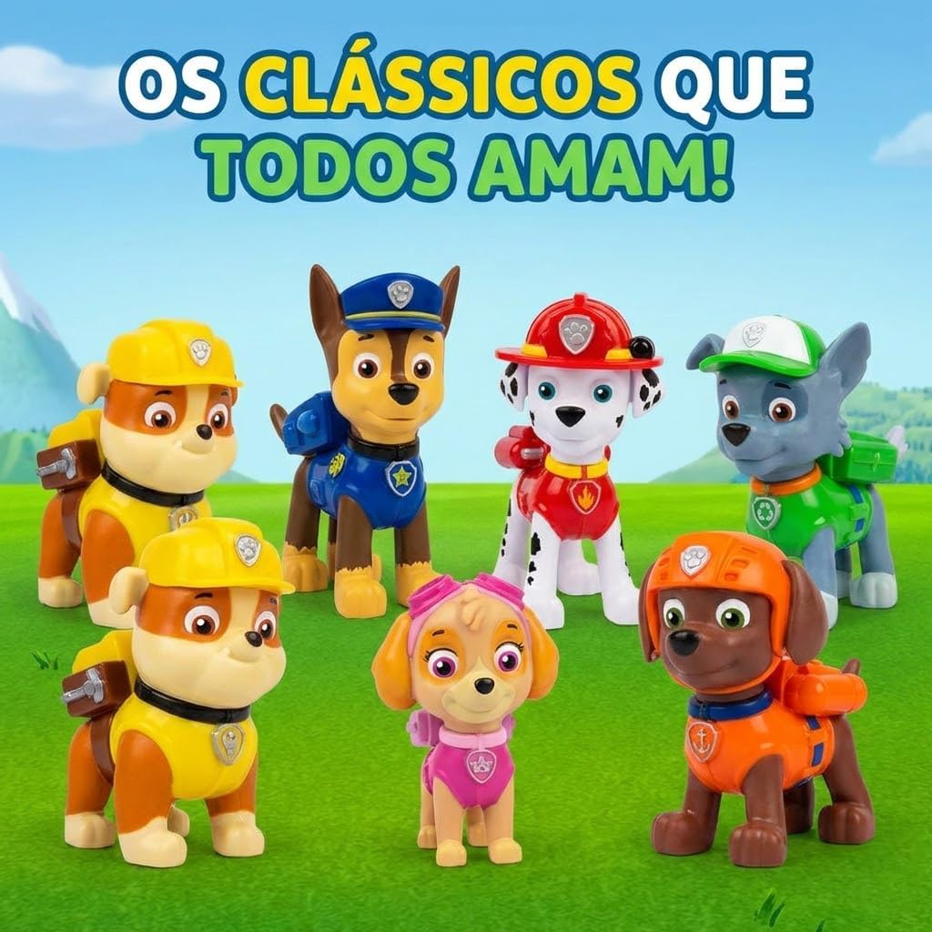 Kit 9 Carrinhos Patrulha Canina De Friccao Colecao Chase Marshall Skye Rubble Rocky Zuma Ryder Everest e Robô Dog Carro de Brinquedo Kizumba - Imagem 3