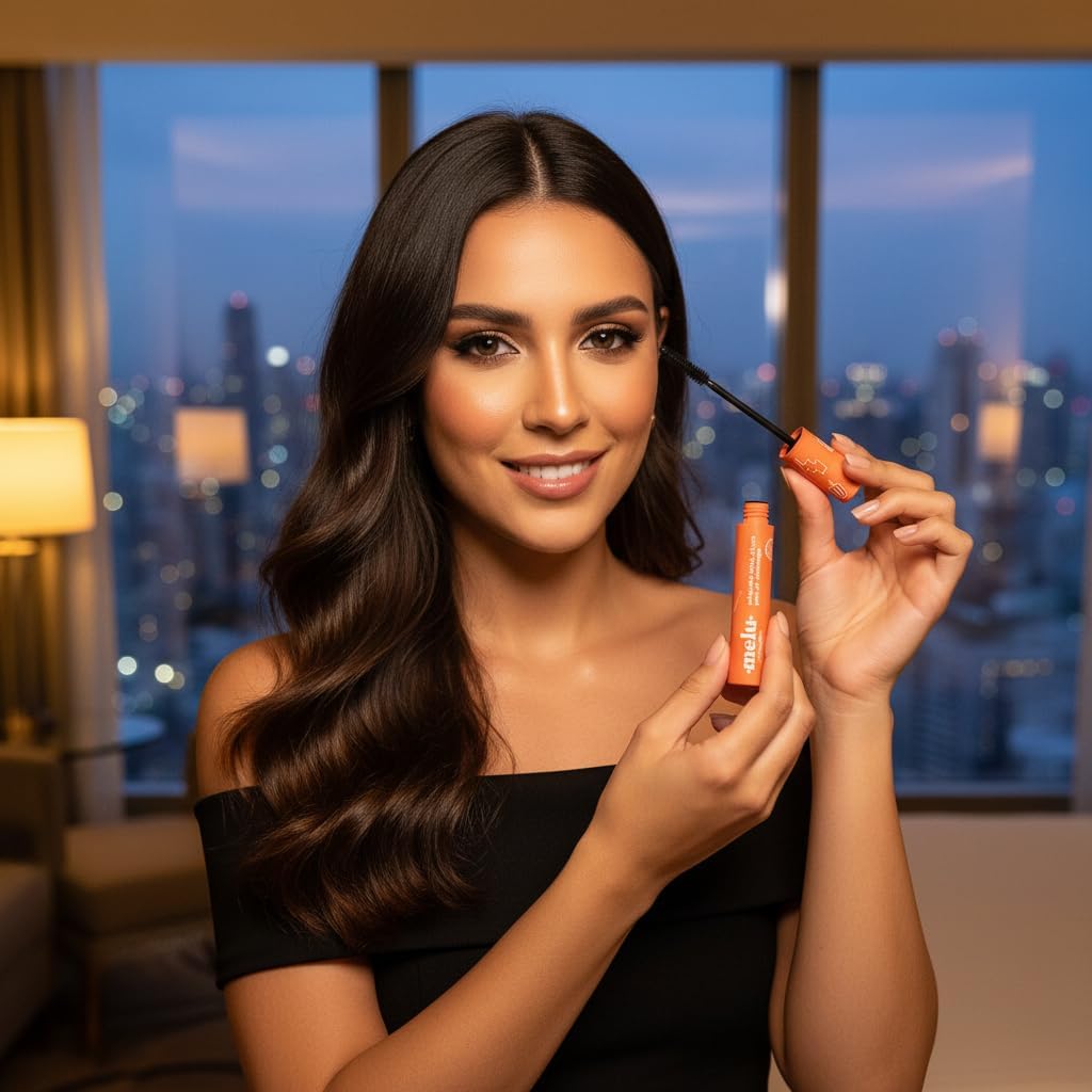 Melu by RubyRose Máscara para Cílios Peel Off Challenge com Escova de Silicone, Super Alongamento, Laranja - Imagem 7