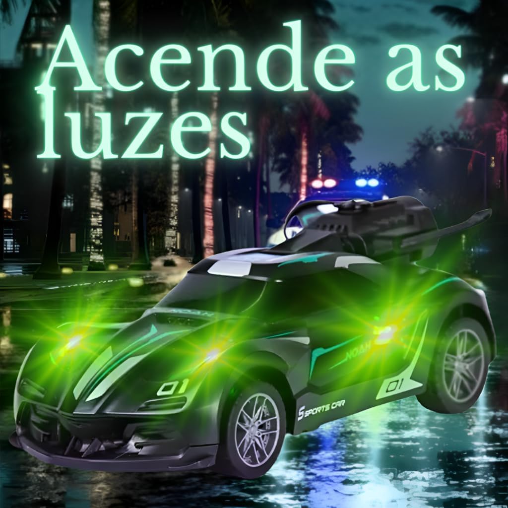 Carrinho Brinquedo Com Controle Remoto que Solta Fumaça e Luzes da Sirene (Preto) - Imagem 4