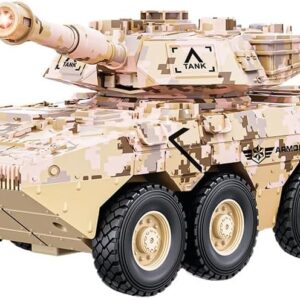 Zippy Toys, Carrinho Tanque de Guerra Fricção com Luz e Som 22cm, interativo, Aventura e Ação - Camuflado Bege