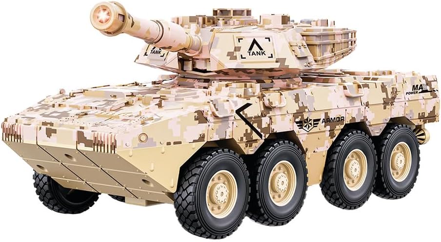 Zippy Toys, Carrinho Tanque de Guerra Fricção com Luz e Som 22cm, interativo, Aventura e Ação - Camuflado Bege