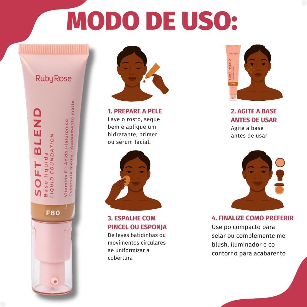 RUBY ROSE - Soft Blend Base Liquida F80 HBM301-8 - Imagem 4
