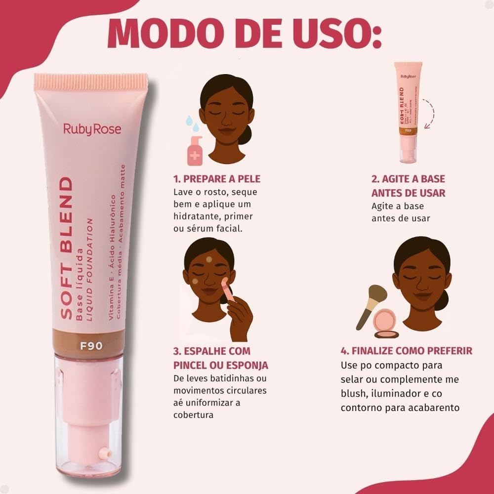 RUBY ROSE - Soft Blend Base Liquida F90 HBM301-9 - Imagem 4