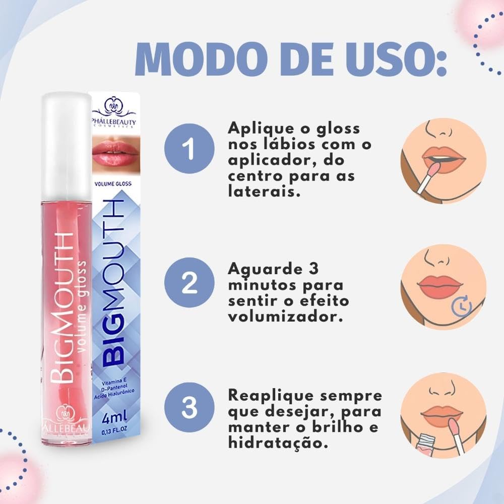 Phállebeauty Gloss Labial Big Mouth Phallebeauty Rosa 4Ml - Imagem 6