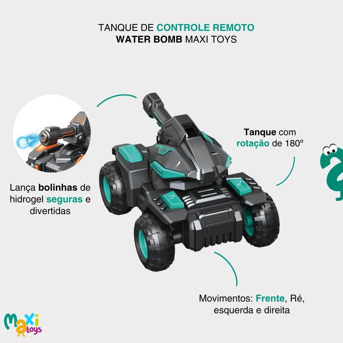 Carrinho Controle Remoto Tanque Water Bomb Maxi Toys (Verde) - Imagem 4