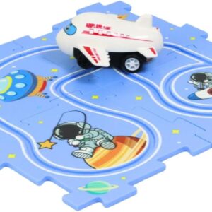 Pista de Carrinho Quebra-Cabeça, 5 Peças, com Veículo de Brinquedo, Pista de Encaixar com Carrinho Anda, Brinquedo Premium, Felix Magazine (Astronauta)