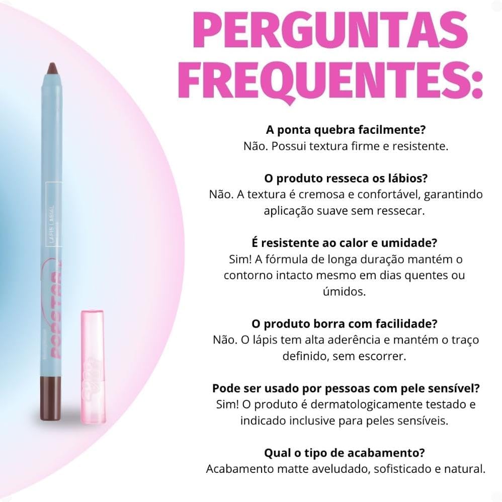 Ruby Rose Lápis Labial Iconic Popstar, Delineador para Lábios, Longa Duração (2 - Comeback) - Imagem 8