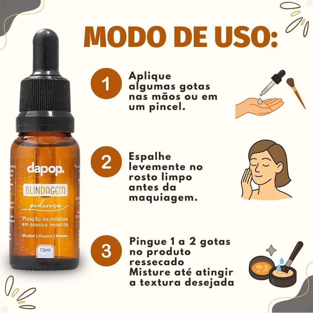 Fixador de Maquiagem Blindagem Poderosa Dapop 15ml - Longa Duração, Anti-transferência, Primer e Selador - Imagem 6
