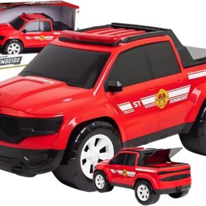 Carro de Brinquedo Bombeiro Vermelho Abre Capota 40cm