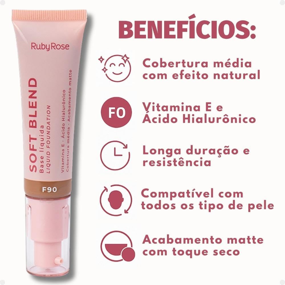 RUBY ROSE - Soft Blend Base Liquida F90 HBM301-9 - Imagem 2