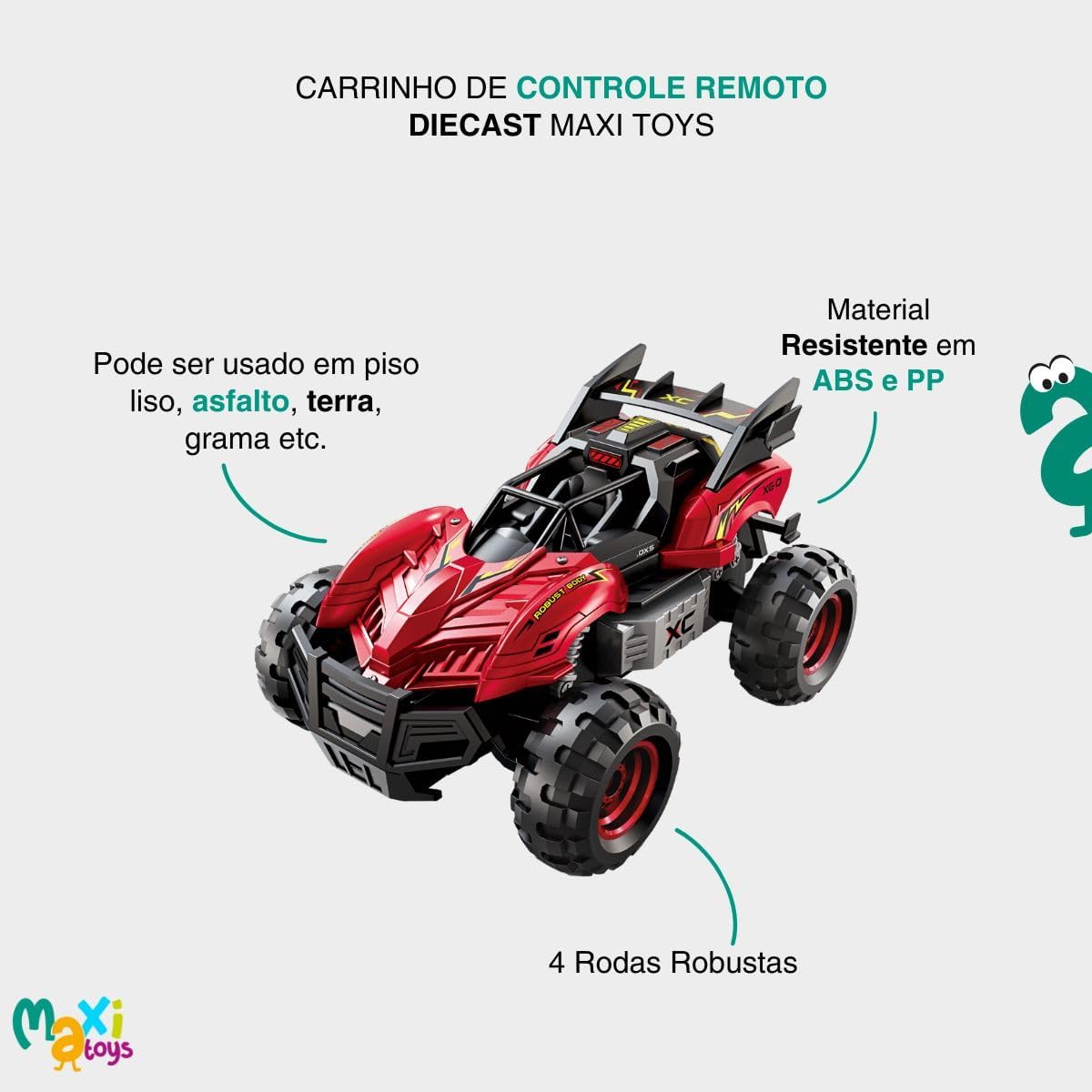 Carrinho de Controle Remoto Infantil Diecast Maxi Toys (Vermelho) - Imagem 5