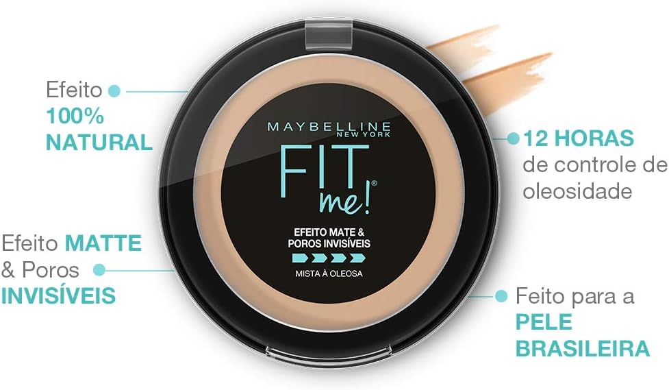 Maybelline NY Pó Compacto Fit Me Efeito Mate e Poros Invisíveis Médio Claro Neutro N03, 100% matte, controla o brilho, sela a maquiagem, disfarça poros e dura até 12 horas - Imagem 3
