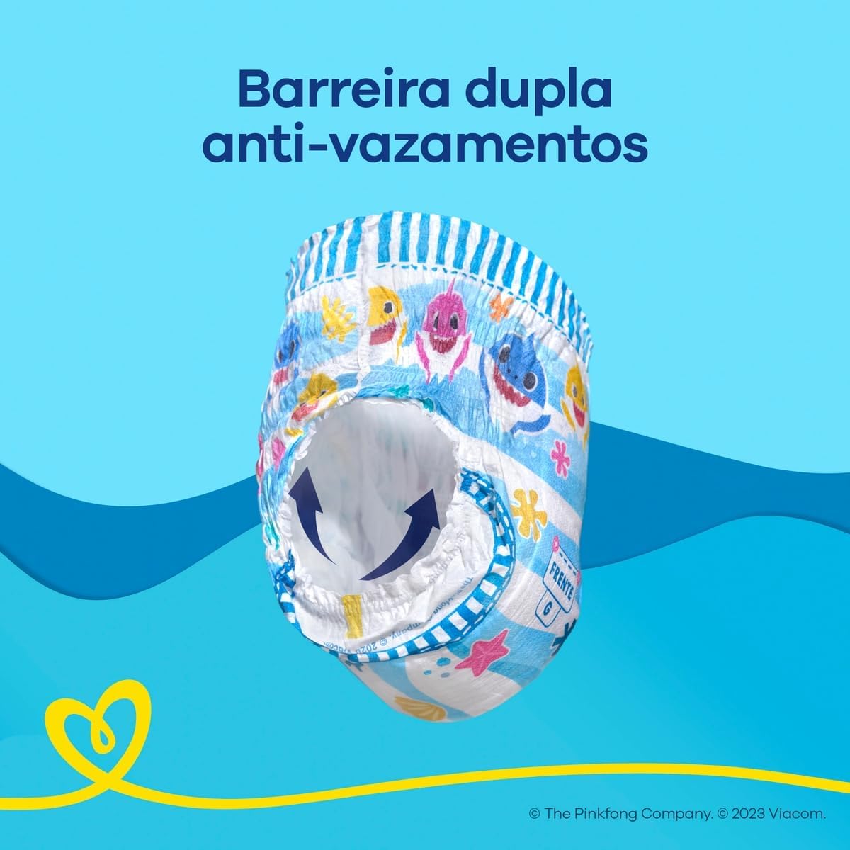 Fralda Pampers Splashers Para Nadar Baby Shark Tamanho P-M 12 Unidades - Imagem 3