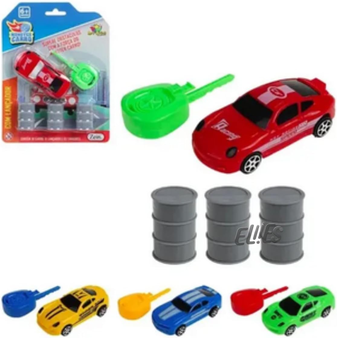 Carrinho com Lançador e Barris Brinquedo Infantil Interativo, Disparador com Ação Rápida, Cores Vermelho e Verde, +3 Anos - Imagem 2