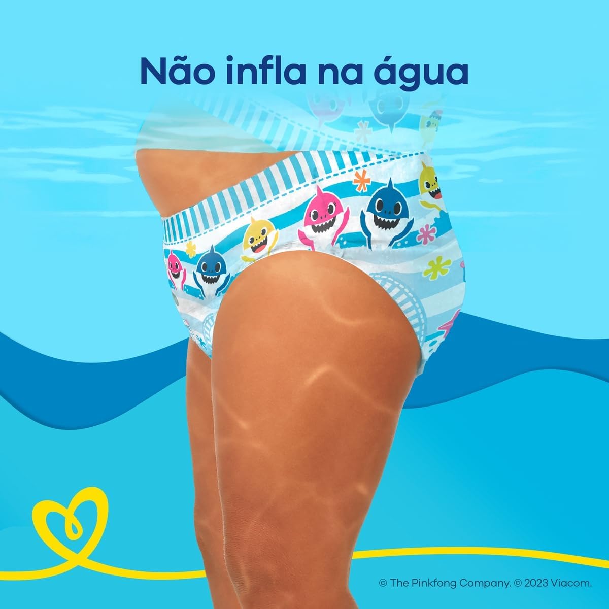 Fralda Pampers Splashers Para Nadar Baby Shark Tamanho P-M 12 Unidades - Imagem 6