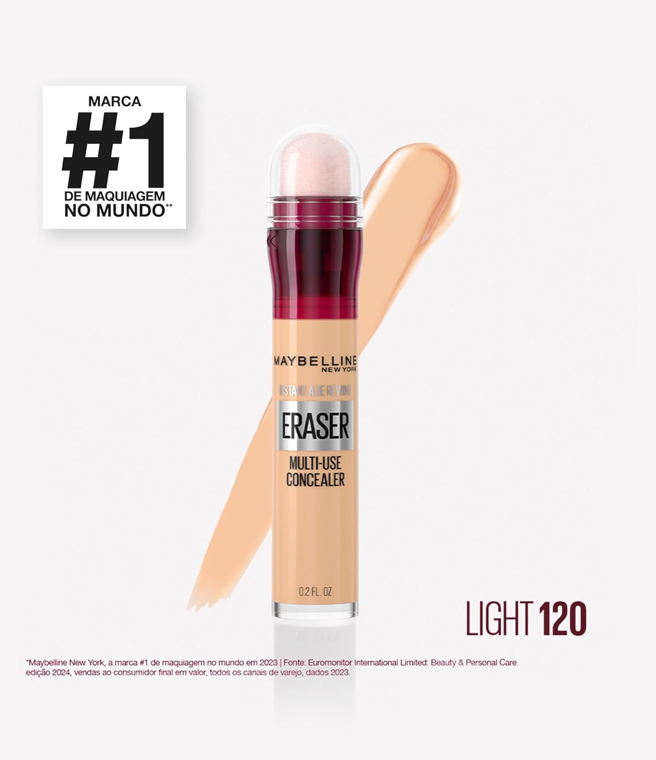 Maybelline NY Instant Age Rewind Corretivo Líquido, Multiuso que Corrige Olheiras e Linhas Finas, Contorna e Ilumina, Alta Cobertura e Fórmula Vegana, Cor 120 Light, 6ml - Imagem 2