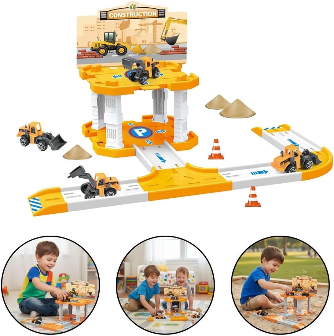 Brinquedo Pista Com Estacionamento construção com carrinho - Imagem 5