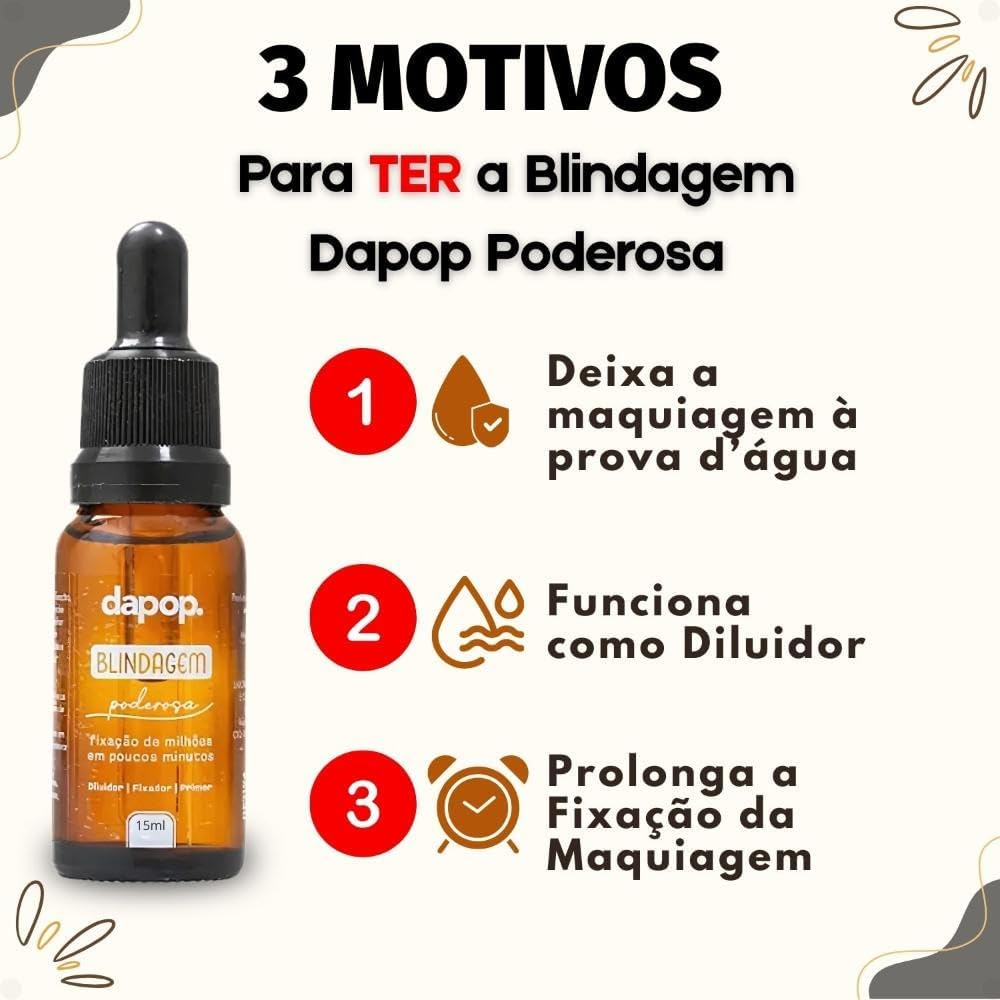 Fixador de Maquiagem Blindagem Poderosa Dapop 15ml - Longa Duração, Anti-transferência, Primer e Selador - Imagem 4