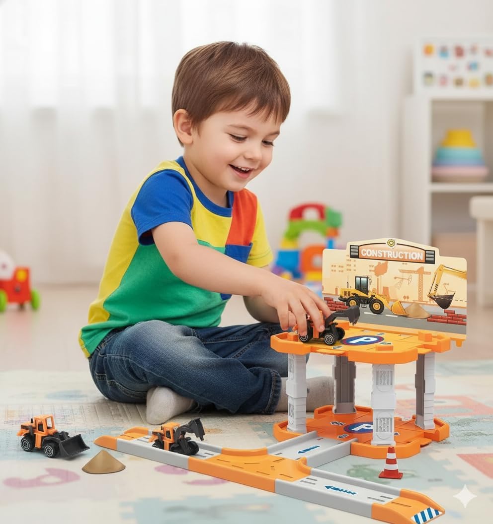 Brinquedo Pista Com Estacionamento construção com carrinho - Imagem 3