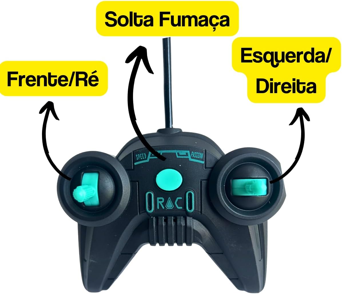 Carrinho Brinquedo Com Controle Remoto que Solta Fumaça e Luzes da Sirene (Preto) - Imagem 8