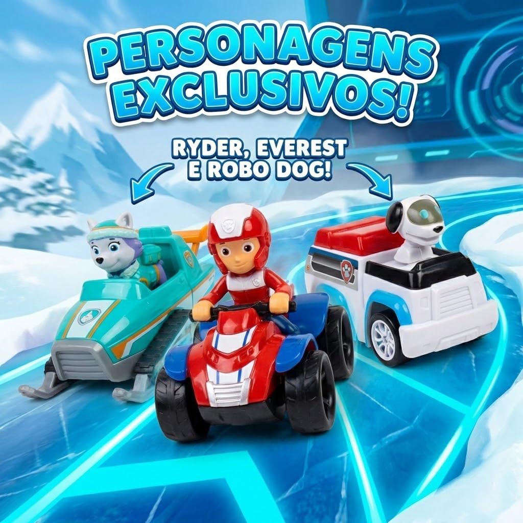 Kit 9 Carrinhos Patrulha Canina De Friccao Colecao Chase Marshall Skye Rubble Rocky Zuma Ryder Everest e Robô Dog Carro de Brinquedo Kizumba - Imagem 6