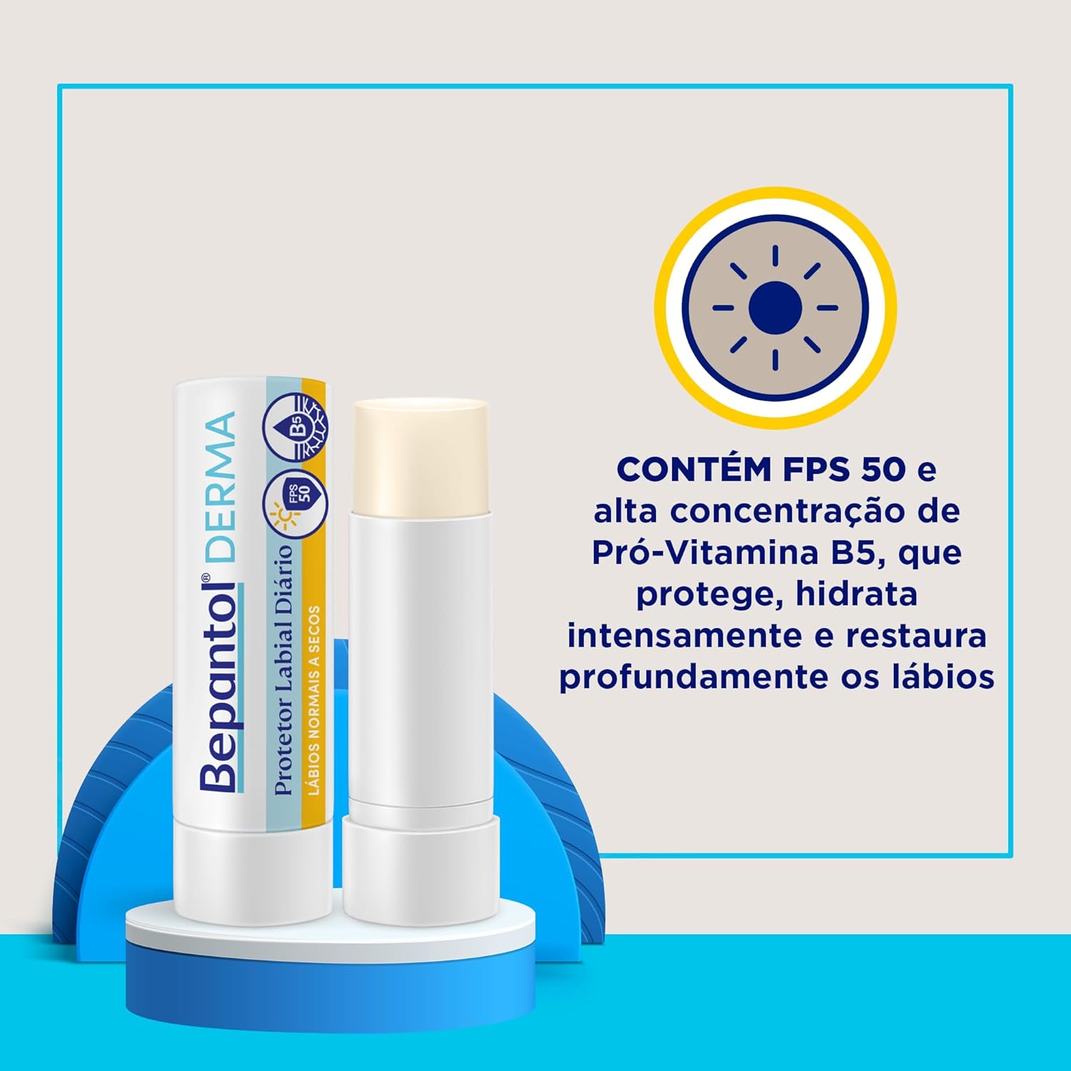 Bepantol Derma Protetor Labial Diário, Hidratante Labial FPS 50, Lábios Normais a Secos, 4,5g - Imagem 2
