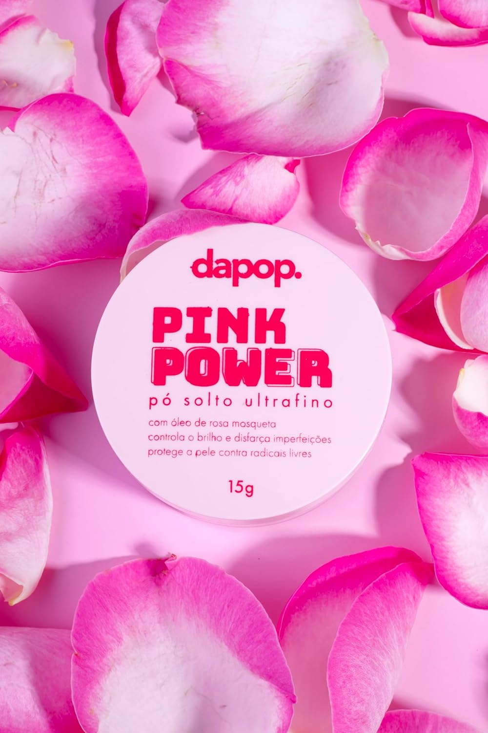 Pó Solto Para Maquiagem Pink Powder Com Rosa Mosqueta - Dapop - Imagem 2