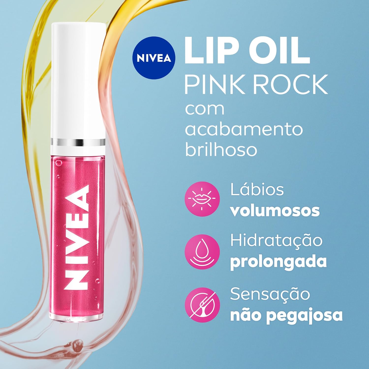 NIVEA Lip Oil Brilho Nutritivo Pink Rock 5,5ml, Hidratação Prolongada, Efeito Gloss, Para Todos os Tons de Pele - Imagem 2