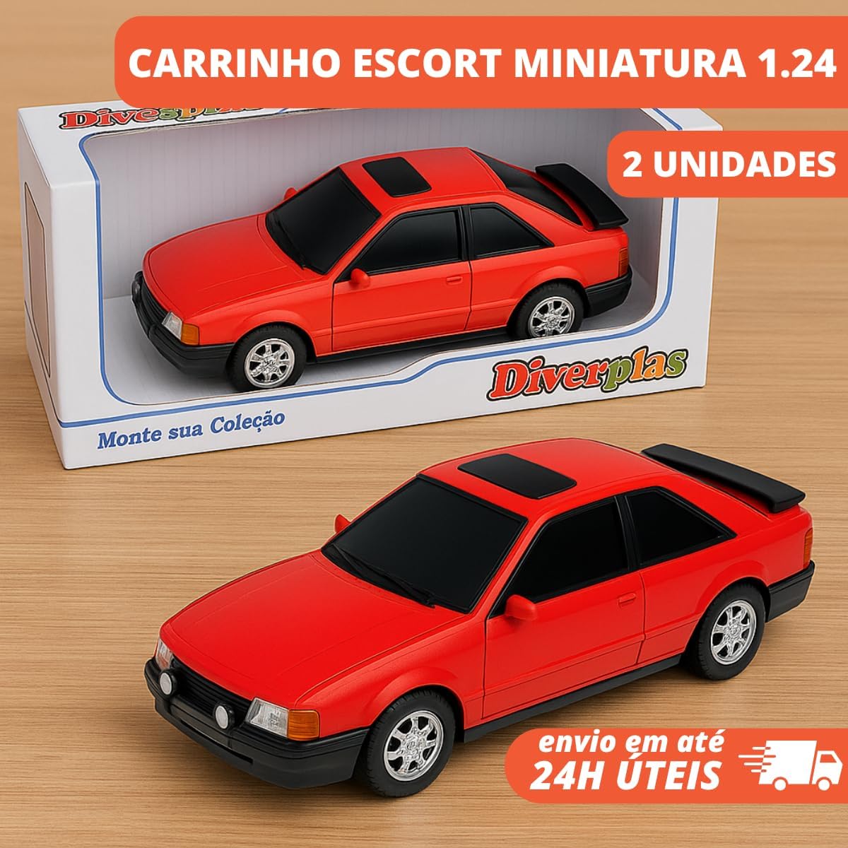 Escort 2 Miniaturas Carrinho Colecionável Brinquedo Meninos - Imagem 2