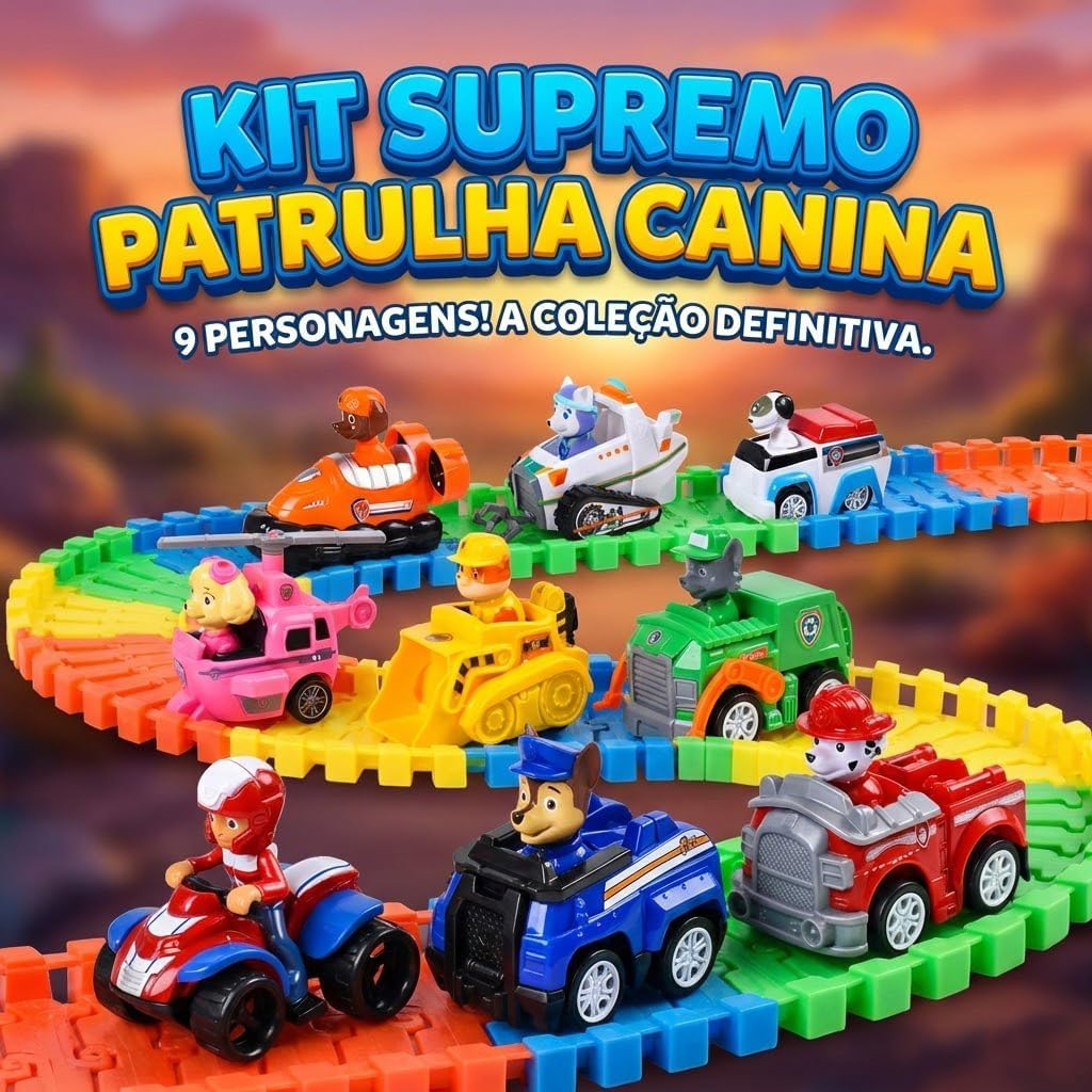 Kit 9 Carrinhos Patrulha Canina De Friccao Colecao Chase Marshall Skye Rubble Rocky Zuma Ryder Everest e Robô Dog Carro de Brinquedo Kizumba - Imagem 2