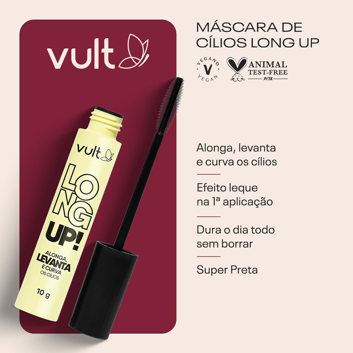 VULT MÁSCARA CÍLIOS LONG UP PRETA 10g - Imagem 7