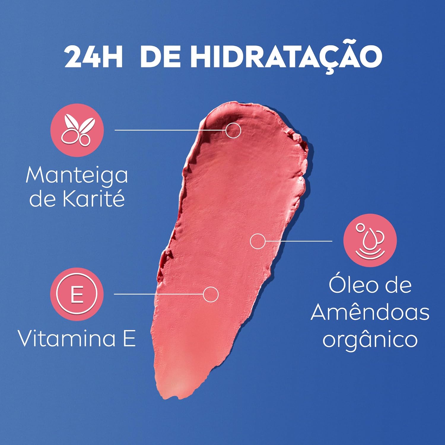 NIVEA Hidratante Labial Hidra Color 3 em 1 Rosé 4,8g, Cor Intensa, Hidratação 24h, Proteção UVA/UVB, Lábios e Bochechas - Imagem 5