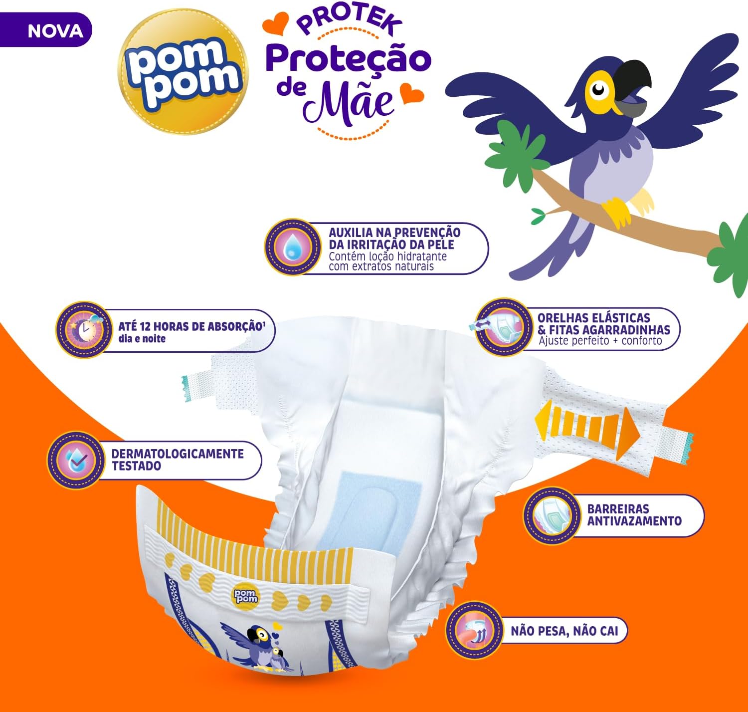 Fralda Pom Pom Protek Proteção de Mãe Hiper M 86 Unidades - Imagem 4