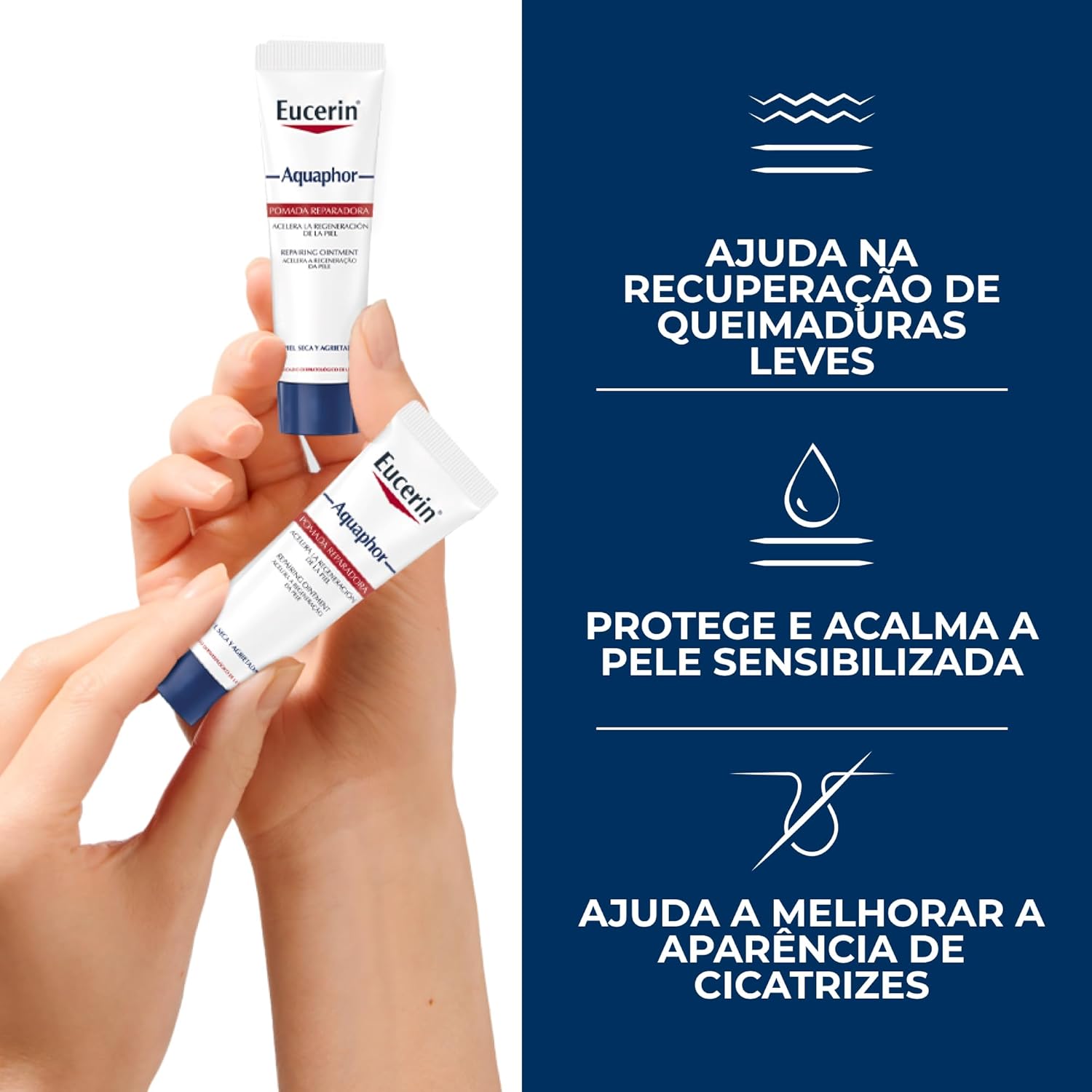 EUCERIN Pomada Reparadora Aquaphor Duopack 10ml, Hidratação Intensiva, Hidratante Labial - Imagem 3