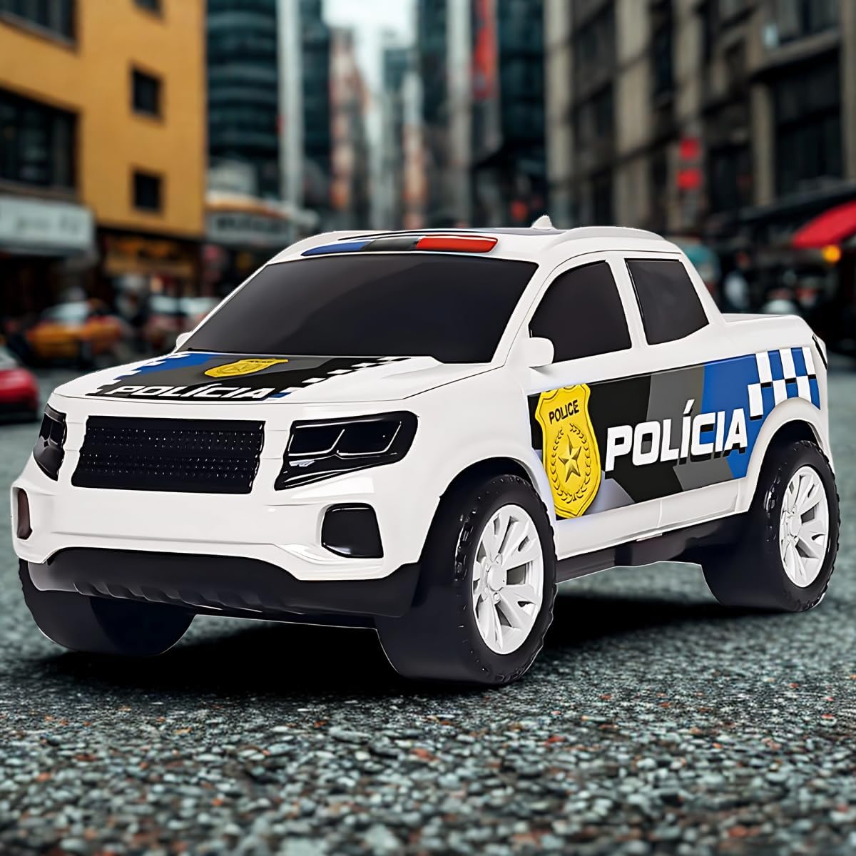 Carrinho Polícia Pick-Up Picape Resgate Brinquedo Infantil 21 cm Roda Livre - Imagem 6